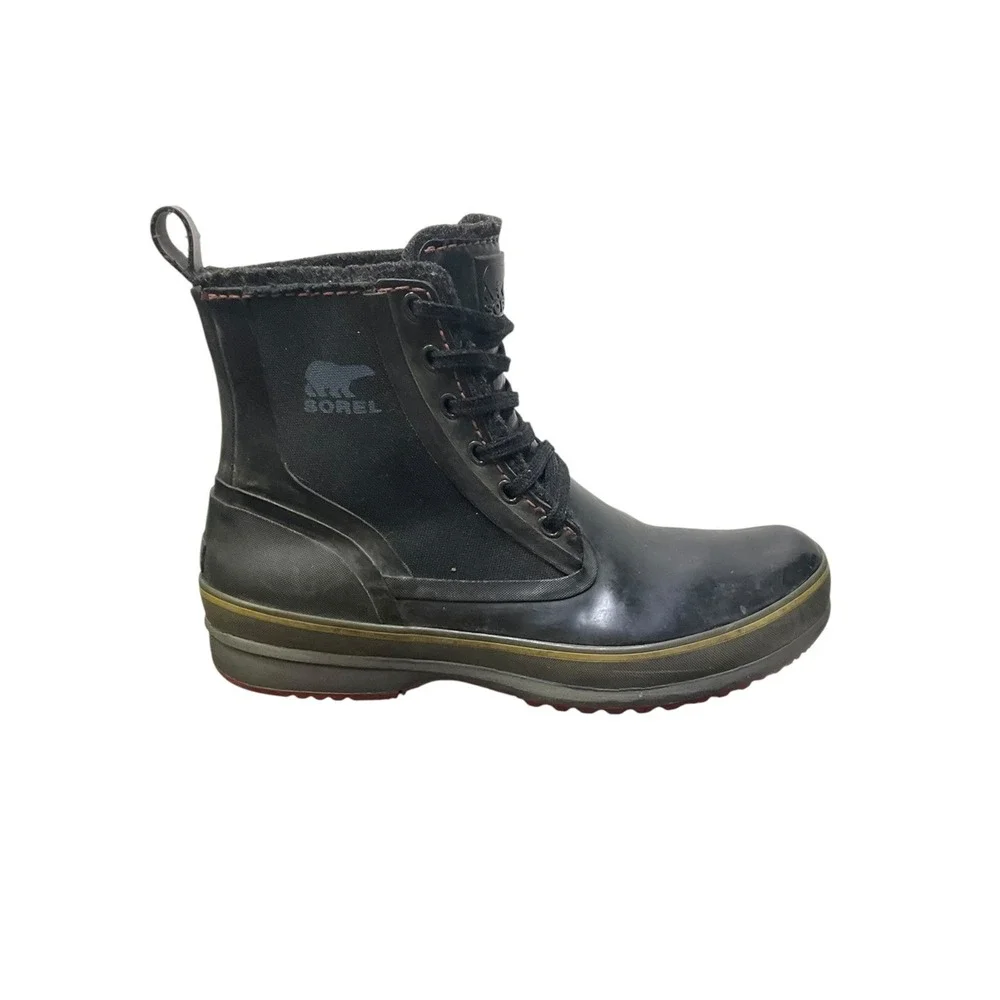 Sorel Mens NM1636-010 Black Natural Rubber Wool Lined Rain Snow Boots Size‎ 9.5